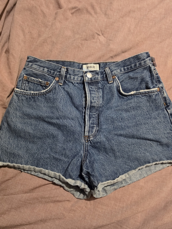 Agolde Pants - Agolde Blue Denim High-Waist Jean Shorts